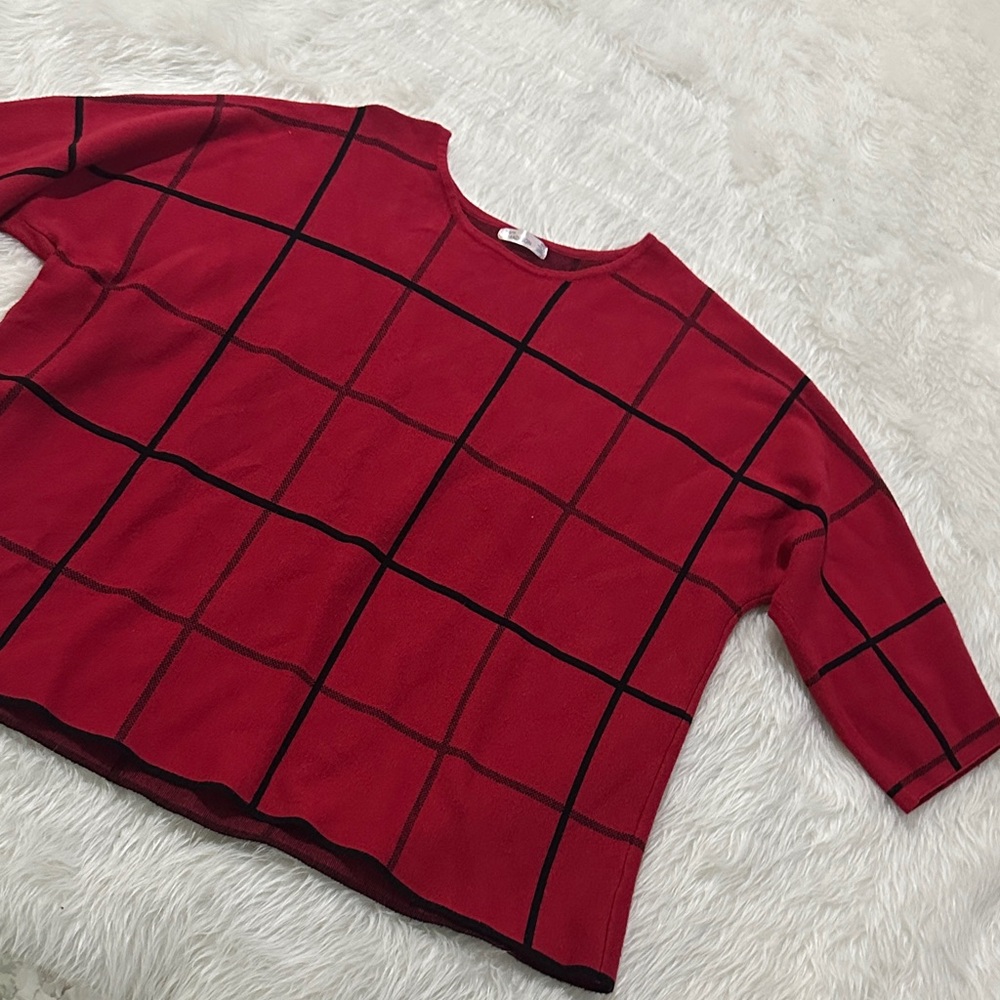 89th & Madison Red Plaid Sweatshirt